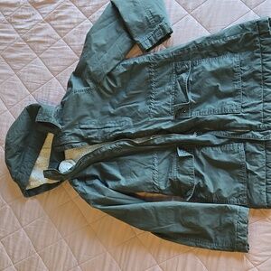 GAP Olive Green Sherpa-lined Military Jacket w/Hood & Cinched Waist